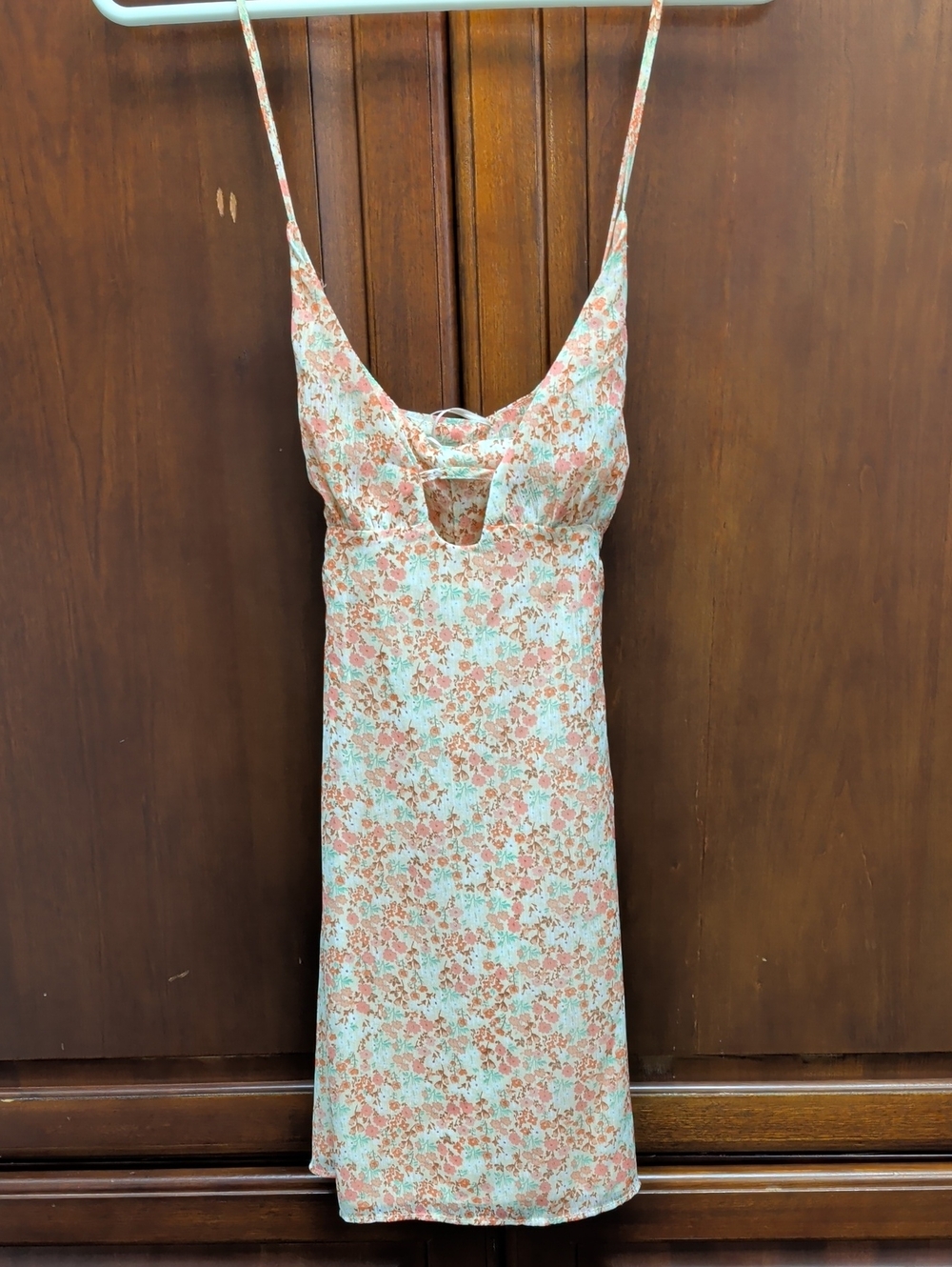 Zara Mint and Peach Floral Mini Dress